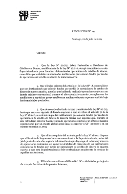 SBIF.cl - Resolución 197 sobre fiscalización de la Ley 18.010