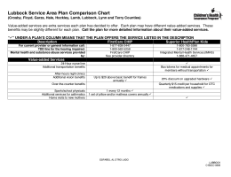 Lubbock Service Area Plan Comparison Chart