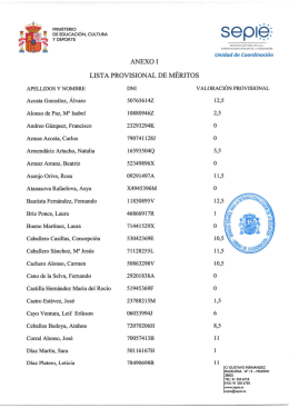 LISTA PROVISIONAL DE MÉRITOS