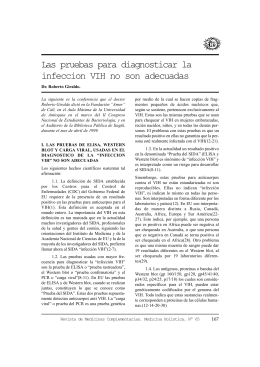 Las pruebas para diagnosticar la infeccion VIH no son