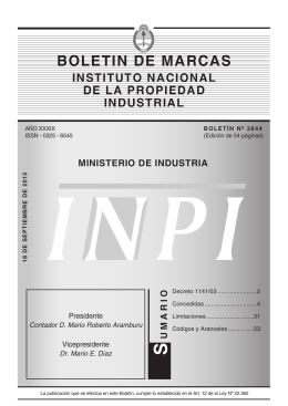 BOLETIN DE MARCAS - Instituto Nacional de la Propiedad Industrial