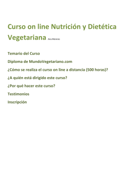 Curso on line Nutrición y Dietética Vegetariana