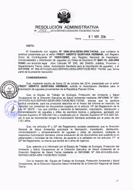 RA 1062-14, INF. 064 - Direccion Regional de Salud Tacna