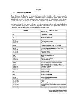 Anexos 1 y 2 - Comisión Nacional de Bancos y Seguros