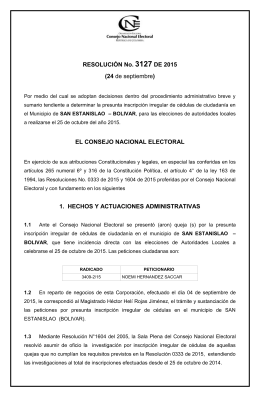 RESOLUCIÓN No. 3127 DE 2015 - Consejo Nacional Electoral