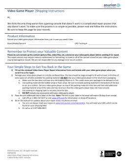 Video Game Player Shipping Instructions