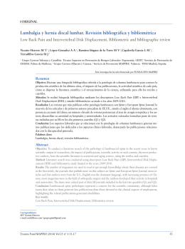 Lumbalgia y hernia discal lumbar. Revisión bibliográfica y