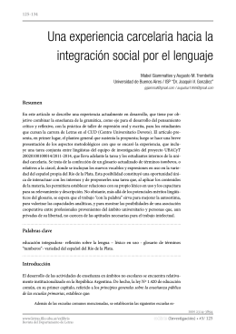 Una experiencia carcelaria hacia la integración social por el lenguaje