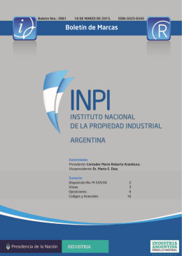 Boletín de Marcas - Instituto Nacional de la Propiedad Industrial