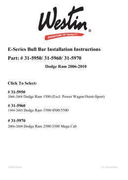 E-Series Bull Bar Installation Instructions Part: # 31