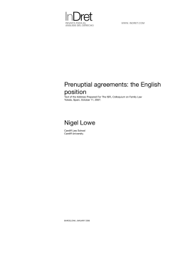 PreNuptial Agreements: the English Position