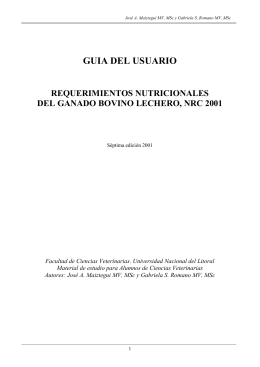 REQUERIMIENTOS NUTRICIONALES DEL GANADO BOVINO