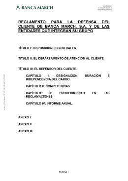 Reglamento para la defensa del Cliente de Banca March S.A.