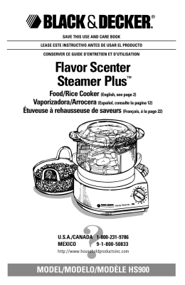 Flavor Scenter Steamer Plus™ - Applica Use and Care Manuals