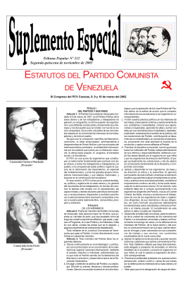 ESTATUTOS DEL PARTIDO COMUNISTA DE VENEZUELA