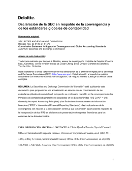 Declaración de la SEC en respaldo de la convergencia y