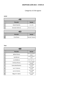 GRAPPLING LEÓN 2015 – ETAPA III Categorías al 10 de agosto