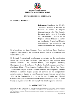 Sentencia TC 0092-12 C - Tribunal Constitucional de la