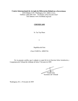 Decisión sobre jurisdicción y competencia