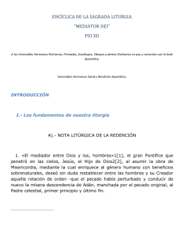 encíclica de la sagrada liturgia “mediator dei” pio xii