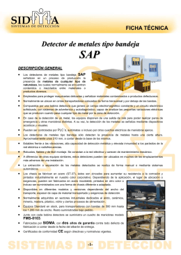 Detector de metales tipo bandeja SAP