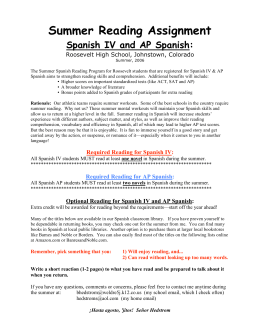 Summer Reading Assignment Spanish IV and