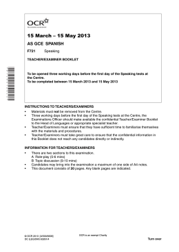 Unit F721/01 - Speaking - Teacher and examiner booklet