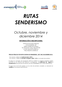 RUTAS SENDERISMO Octubre, noviembre y diciembre