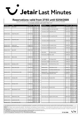 Reservations valid from 27/03 until 02/04/2009