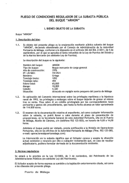 pliego de condiciones regulador de la subasta pública del buque