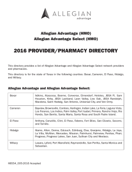 2016 PROVIDER/PHARMACY DIRECTORY