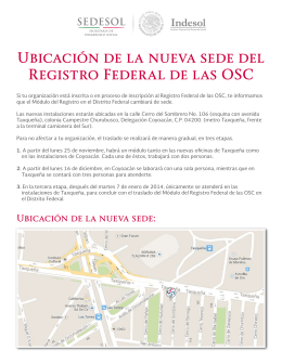 Ubicación de la nueva sede del Registro Federal de las OSC