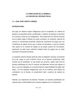 LA TRIBUTACIÓN DE LA NÓMINA y LA FUNCIÓN DEL REVISOR