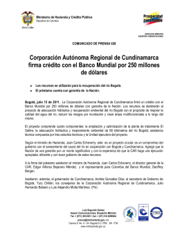 Corporación Autónoma Regional de Cundinamarca firma crédito