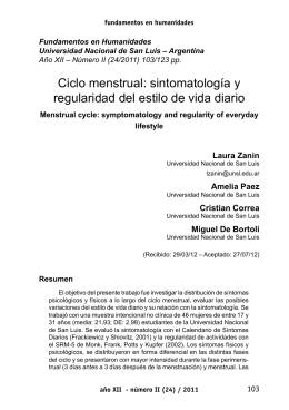 Ciclo menstrual: sintomatología y regularidad del estilo de vida diario