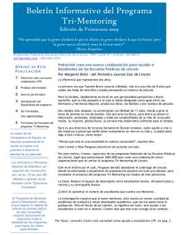 Boletín Informativo del Programa Tri‐Mentoring