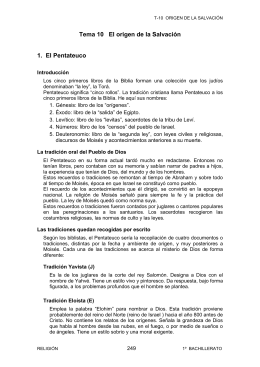 Tema 10 El origen de la Salvación 1. El Pentateuco