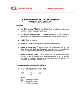 CRÉDITO HIPOTECARIO PARA VIVIENDA