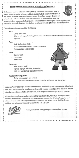 School Uniforms are Mandatory at lson Springs Elementary