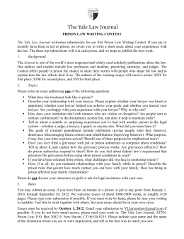 PRISON LAW WRITING CONTEST The Yale Law Journal welcomes