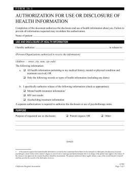 AuthorizAtion for use or Disclosure of heAlth informAtion