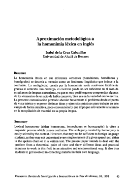Aproximación Metodológica a la Homonimia Léxica en Inglés