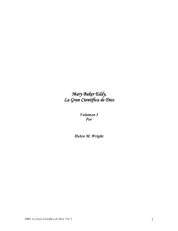 Volumen I Por Helen M. Wright - Mary Baker Eddy Science Institute