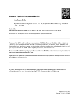Comment: Population Programs and Fertility Luis Rosero-Bixby
