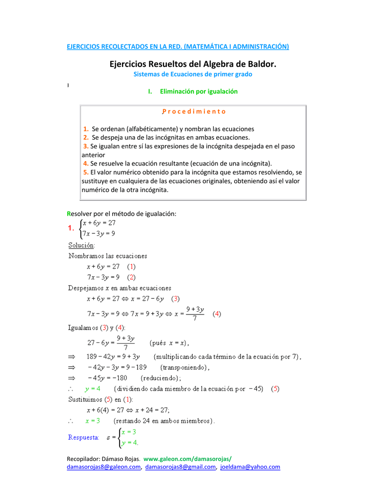 Ejercicios Resueltos Del Algebra De Baldor