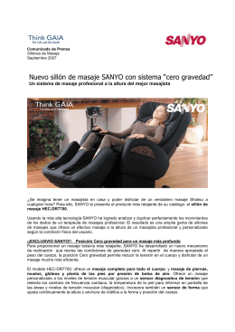 Nuevo sillón de masaje SANYO con sistema “cero gravedad”