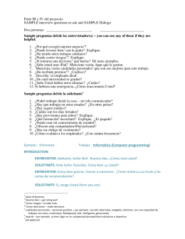 Parte III y IV del proyecto: SAMPLE interview questions to ask and