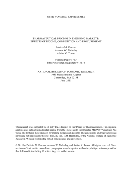 NBER WORKING PAPER SERIES PHARMACEUTICAL PRICING IN