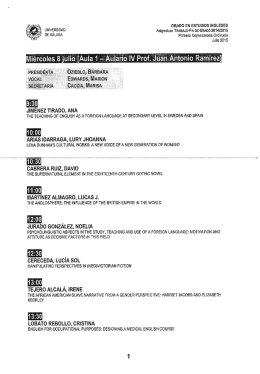 Fechas y Tribunales Trabajo Fin de grado. Grado en Estudios