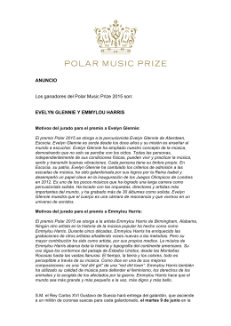 ANUNCIO Los ganadores del Polar Music Prize 2015 son: EVELYN